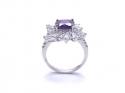 Silver Purple & Clear CZ Cluster Ring