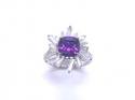 Silver Purple & Clear CZ Cluster Ring