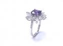 Silver Purple & Clear CZ Cluster Ring