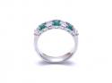 Silver Oblong Dark Green & Clear CZ 7 Stone Ring