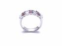 Silver Oblong Red & Clear CZ 7 Stone Ring