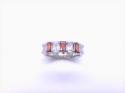 Silver Oblong Red & Clear CZ 7 Stone Ring