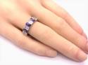 Silver Oblong Purple & Clear CZ 7 Stone Ring