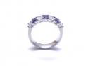 Silver Oblong Purple & Clear CZ 7 Stone Ring