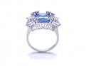 Silver Blue & White CZ 3 Stone Ring N