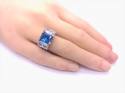 Silver Dark Blue & Clear CZ 3 Stone Ring