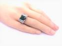 Silver Green & White CZ 3 Stone Ring M