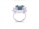 Silver Green & White CZ 3 Stone Ring L