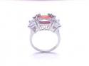 Silver Light Red & Clear CZ 3 Stone Ring