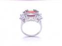 Silver Red & White CZ 3 Stone Ring I