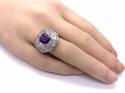 Silver Purple & Clear CZ Cluster Ring