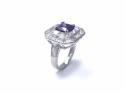 Silver Purple & Clear CZ Cluster Ring