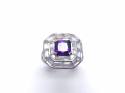 Silver Purple and White CZ Cluster Ring Size P