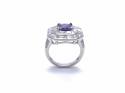 Silver Purple & Clear CZ Cluster Ring