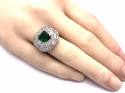 Silver Green and White CZ Cluster Ring L