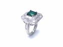 Silver Green and White CZ Cluster Ring L