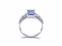 Silver Dark Blue & Clear CZ Fancy Solitaire Ring