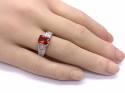 Silver Light Red & Clear CZ Fancy Solitaire Ring