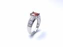 Silver Light Red & Clear CZ Fancy Solitaire Ring