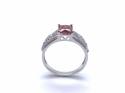 Silver Light Red & Clear CZ Fancy Solitaire Ring