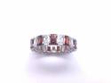 Silver Red & White CZ Full Eternity Ring P