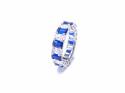 Silver Dark Blue & White CZ Full Eternity Ring N