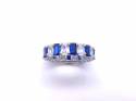 Silver Dark Blue & White CZ Full Eternity Ring N