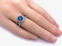 Silver Blue CZ Halo Cluster Double Band Ring O