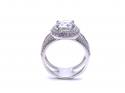 Silver White CZ Halo Cluster Double Band Ring M