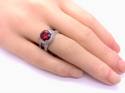 Silver Red CZ Halo Cluster Double Band Ring O