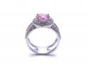 Silver Pink CZ Halo Cluster Double Band Ring M