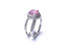 Silver Pink CZ Halo Cluster Double Band Ring M