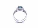 Silver Green CZ Halo Cluster Double Band Ring Q