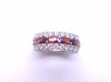 Silver Red & White CZ Full Eternity Ring M