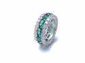 Silver Green & White CZ Full Eternity Ring O