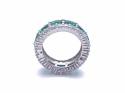 Silver Green & White CZ Full Eternity Ring O