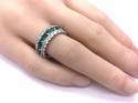 Silver Green & White CZ Full Eternity Ring M