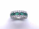 Silver Green & White CZ Full Eternity Ring O