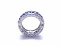 Silver Dark Blue & White CZ Full Eternity Ring M