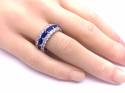 Silver Dark Blue & White CZ Full Eternity Ring O