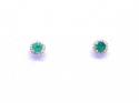 9ct Yellow Gold Emerald & Diamond Cluster Earrings