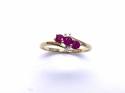 9ct Yellow Gold Ruby & Diamond 3 Stone Ring