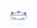 Silver Double Row Purple & White CZ Ring