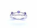 Silver Double Row Purple & White CZ Ring