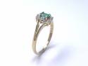 9ct Yellow Gold Emerald & Diamond Cluster Ring