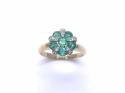 9ct Yellow Gold Emerald & Diamond Cluster Ring