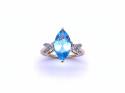 9ct Yellow Gold Blue Topaz & CZ Ring