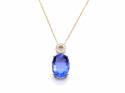 9ct Fluorite & Sapphire Pendant & Chain