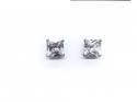 9ct White Gold Square CZ Stud Earrings 8mm