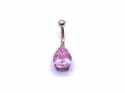9ct Yellow Gold Pink CZ Belly Bar